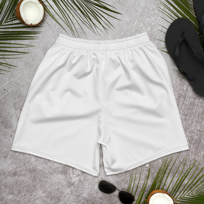 White, Simple Logo (Black Thread) - Athletic Shorts